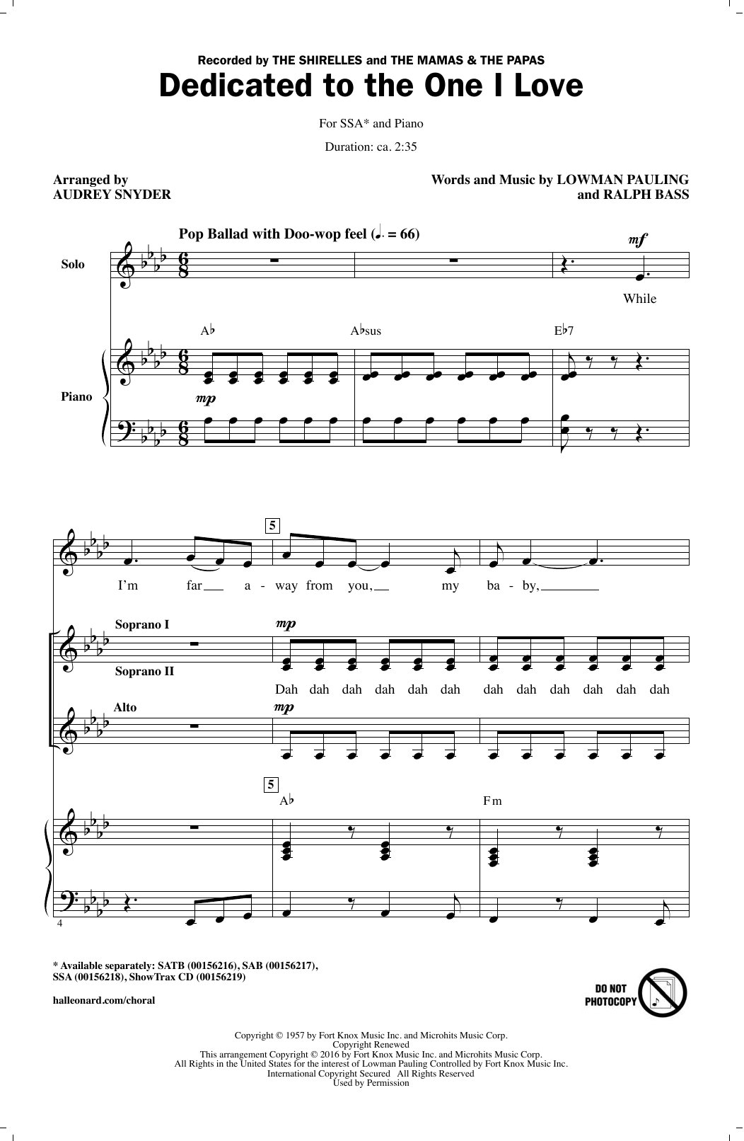 Produktgalerie: Seite 1 von 1 Dedicated To The One I Love, Audrey Snyder, Chor