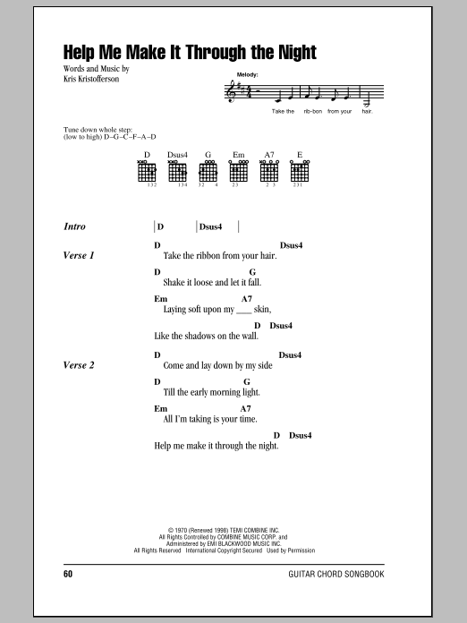 Produktgalerie: Seite 1 von 1 Help Me Make It Through The Night, Kris Kristofferson, Gitarre