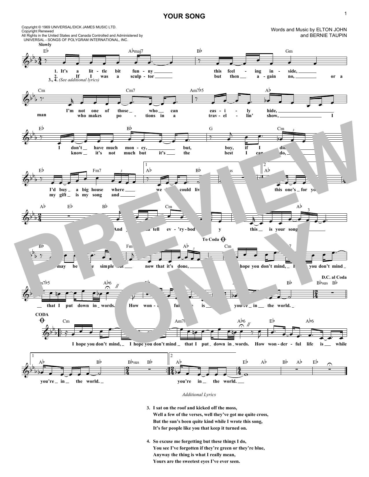 Produktbild zu: Your Song