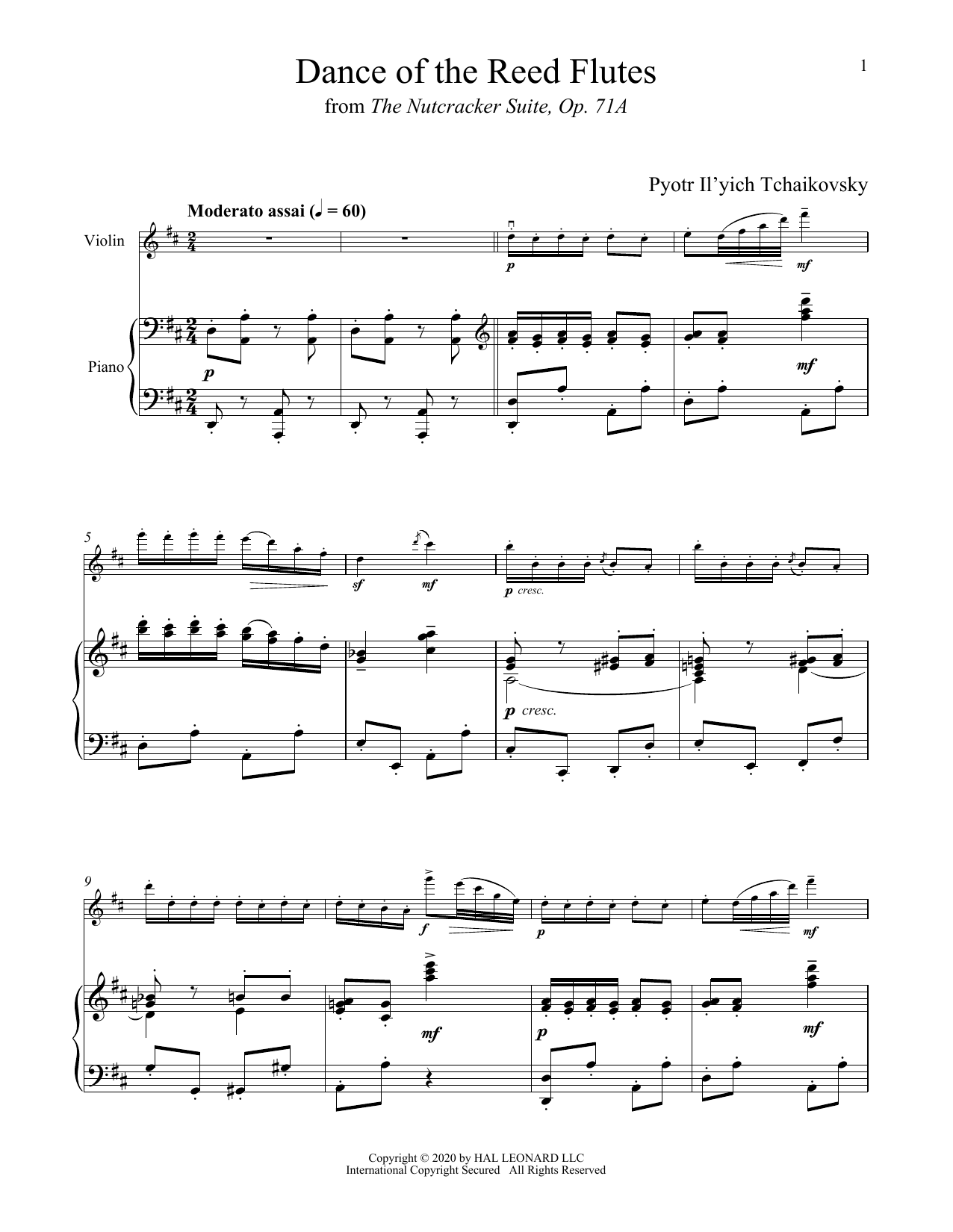 Product gallery: Page 1 of 1 Dance Of The Reed Flutes, Op. 71a (from The Nutcracker), Pyotr Il'yich Tchaikovsky