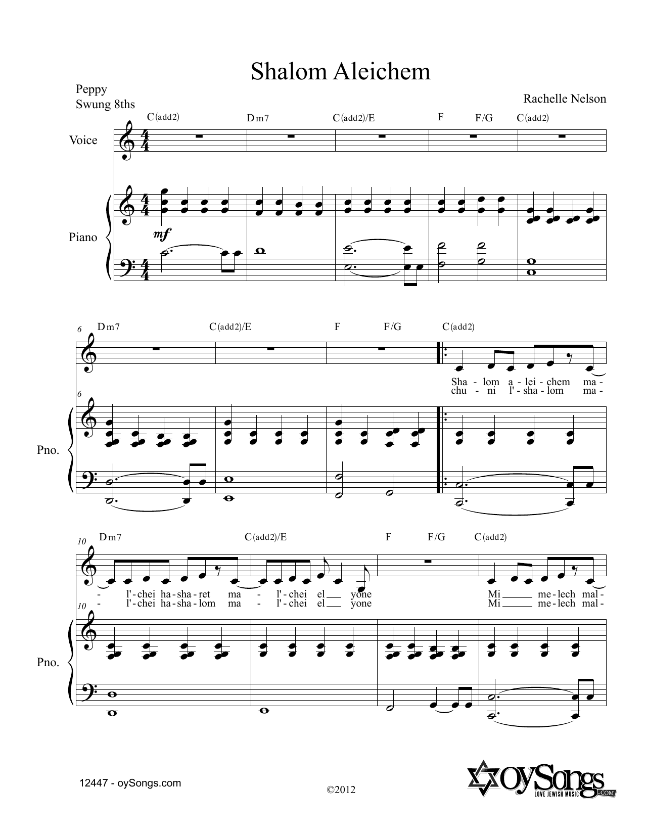 Produktgalerie: Seite 1 von 1 Shalom Aleichem, Rachelle Nelson, Gesang, Klavier