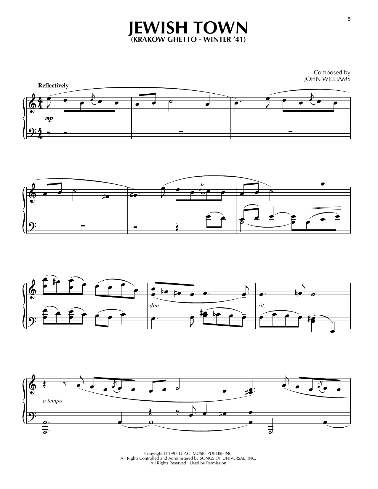 Produktgalerie: Seite 1 von 1 Jewish Town (Krakow Ghetto - Winter '41) (from Schindler's List), John Williams, Klavier