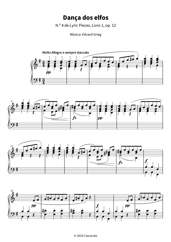 Product gallery: Page 1 of 7 Dança dos elfos - N.º 4 de Lyric Pieces, Livro 1, op. 12, , Piano Solo