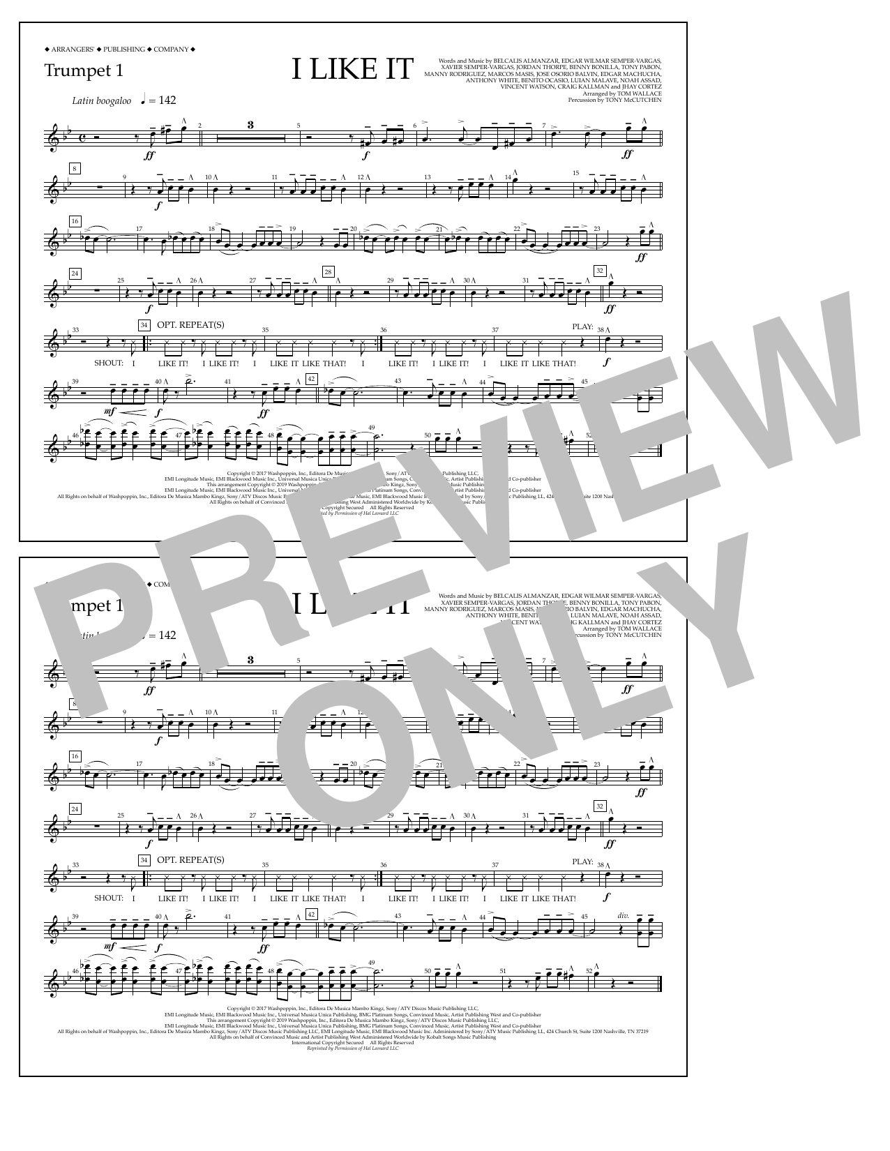 Produktgalerie: Seite 1 von 1 I Like It (arr. Tom Wallace) - Trumpet 1, Cardi B, Bad Bunny & J Balvin, Ensemble