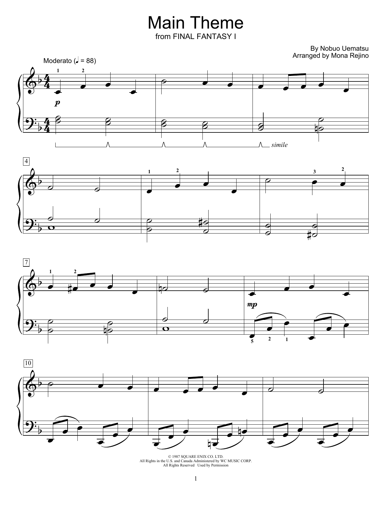Produktbild zu: Main Theme (from Final Fantasy I) (arr. Mona Rejino)