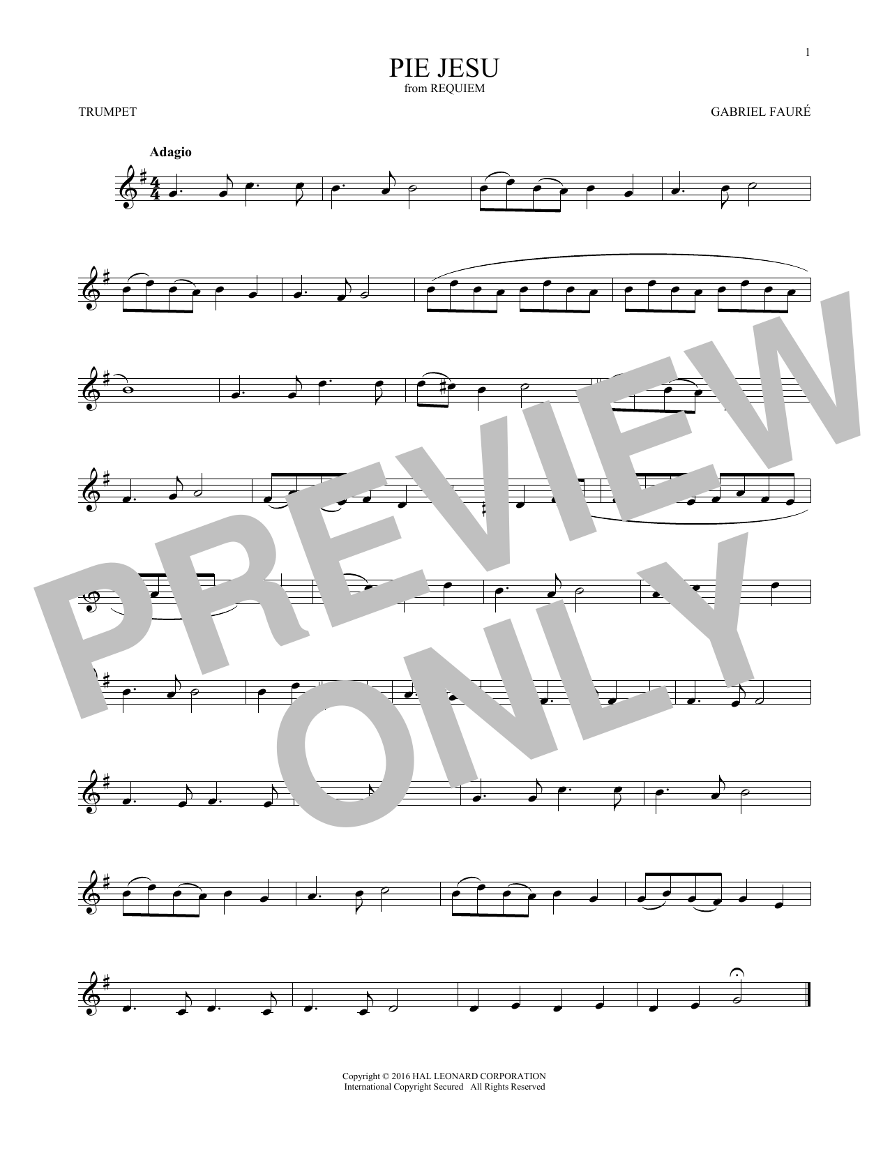 Produktgalerie: Seite 1 von 1 Pie Jesu, Gabriel Fauré, Trompete