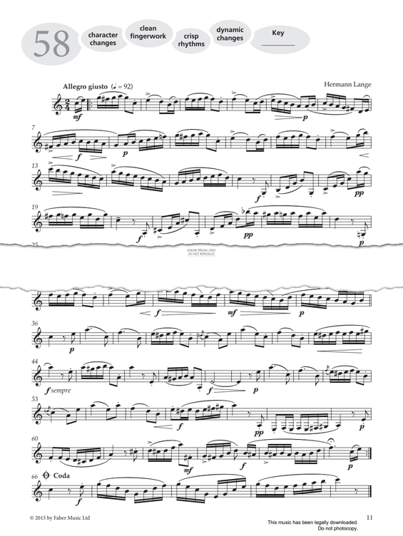 Product gallery: Page 1 of 1 Study No.58 'Allegro Giusto' (from 'More Graded Studies For Clarinet Book Two'), Hermann Lange