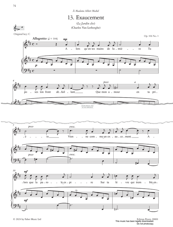 Produktgalerie: Seite 1 von 1 Exaucement Op.106, No.1, Gabriel Fauré, Gesang, Klavier