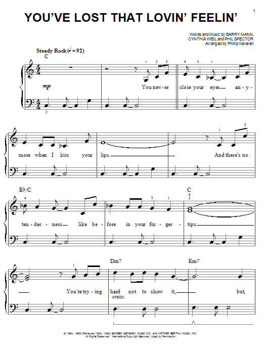 Product picture to: You've Lost That Lovin' Feelin' (arr. Phillip Keveren)