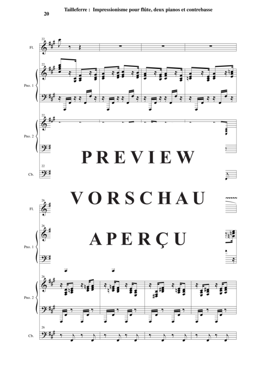 Product gallery: Page 21 of 21 Impressionisme , , (Quartet for flute, double bass + 2x piano)