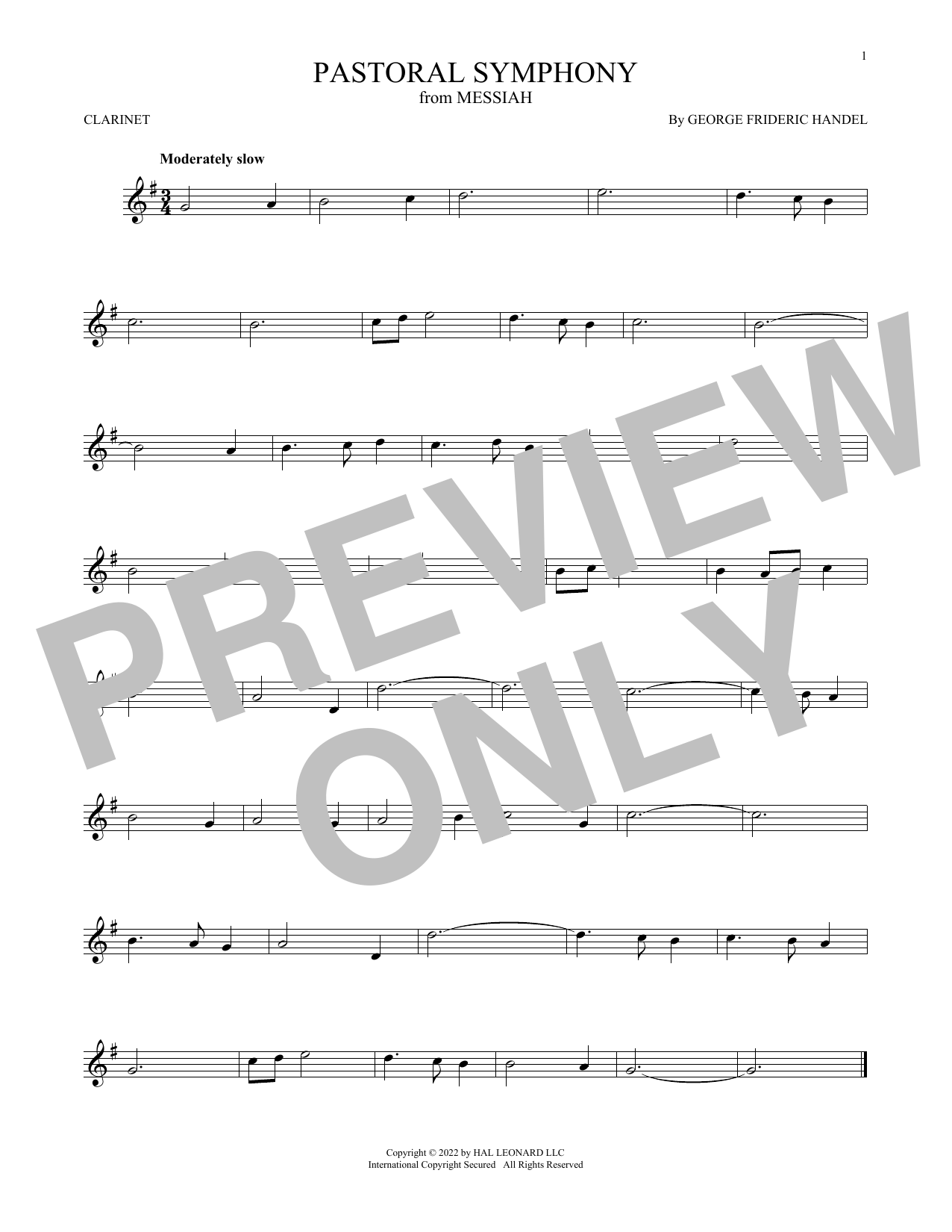Product gallery: Page 1 of 1 Pastoral Symphony, George Frideric Handel