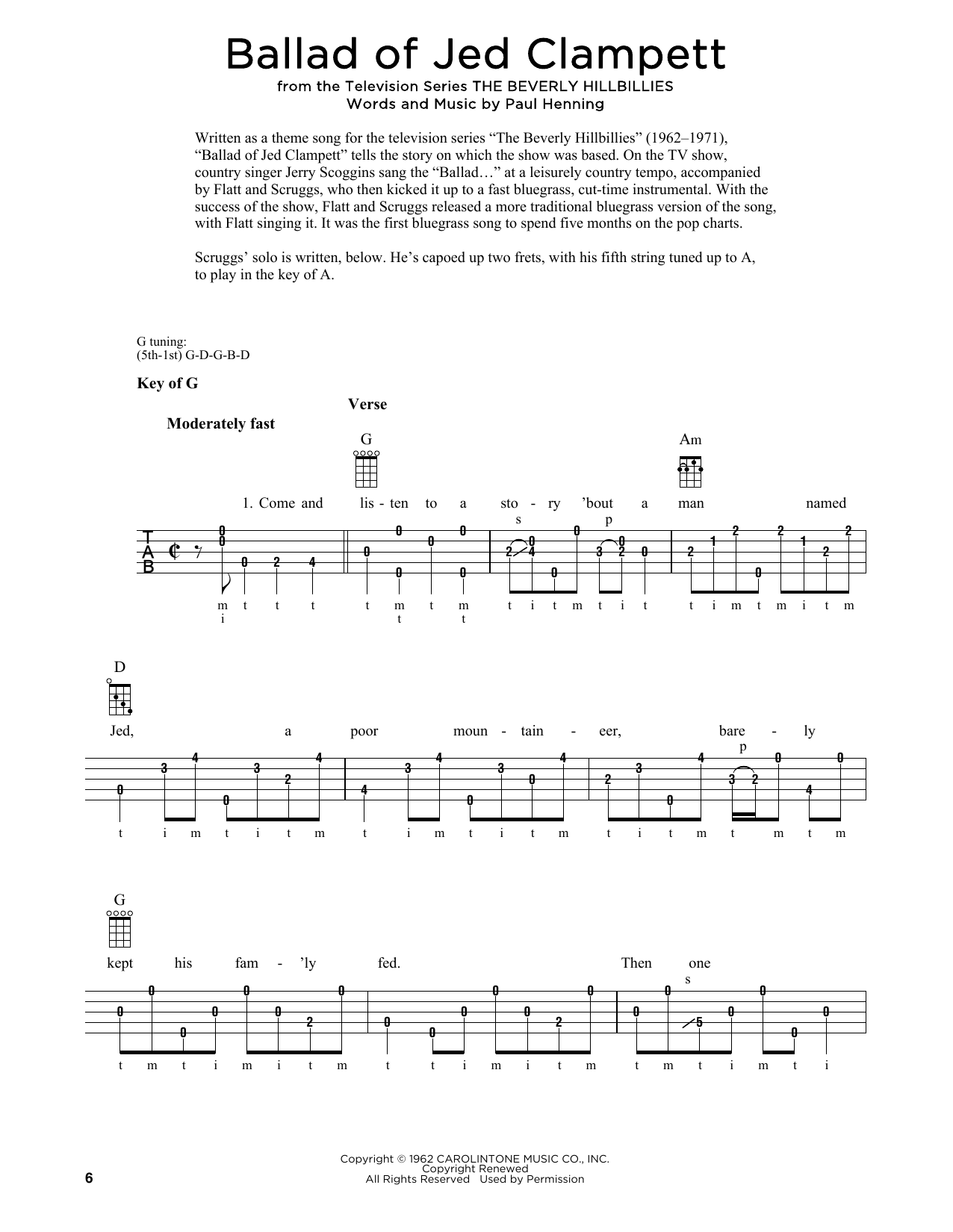 Product gallery: Page 1 of 1 Ballad Of Jed Clampett (from The Beverly Hillbillies) (arr. Fred Sokolow), Lester Flatt & Earl Scruggs