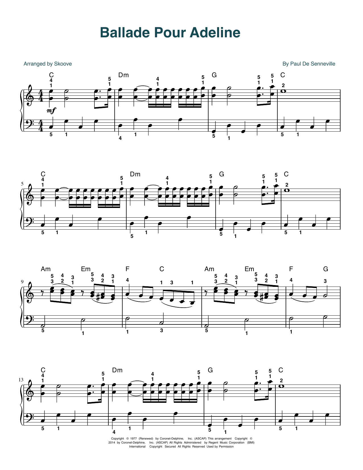 Produktgalerie: Seite 1 von 1 Ballade Pour Adeline (arr. Skoove), Richard Clayderman, Klavier