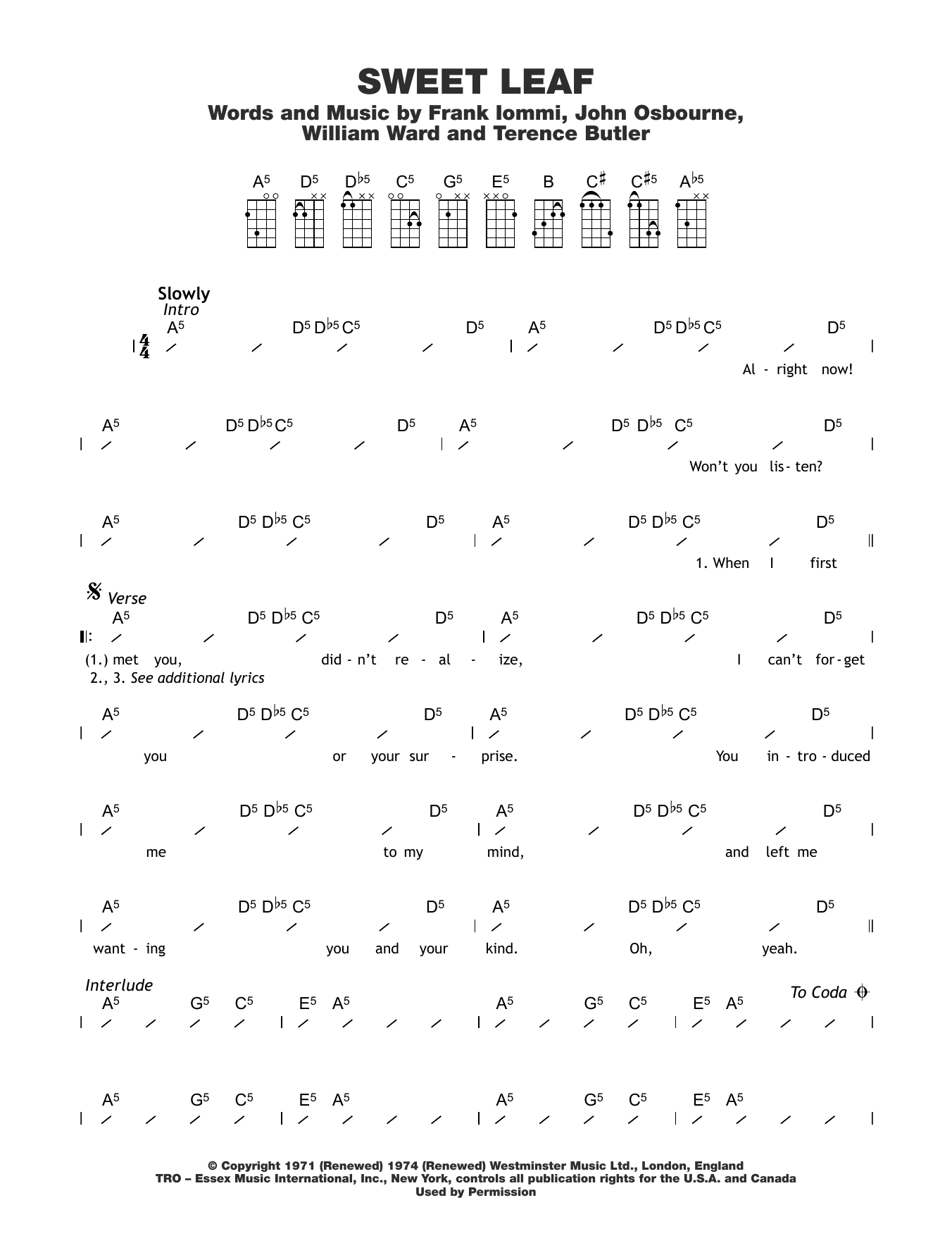 Produktgalerie: Seite 1 von 1 Sweet Leaf, Black Sabbath, Ukulele