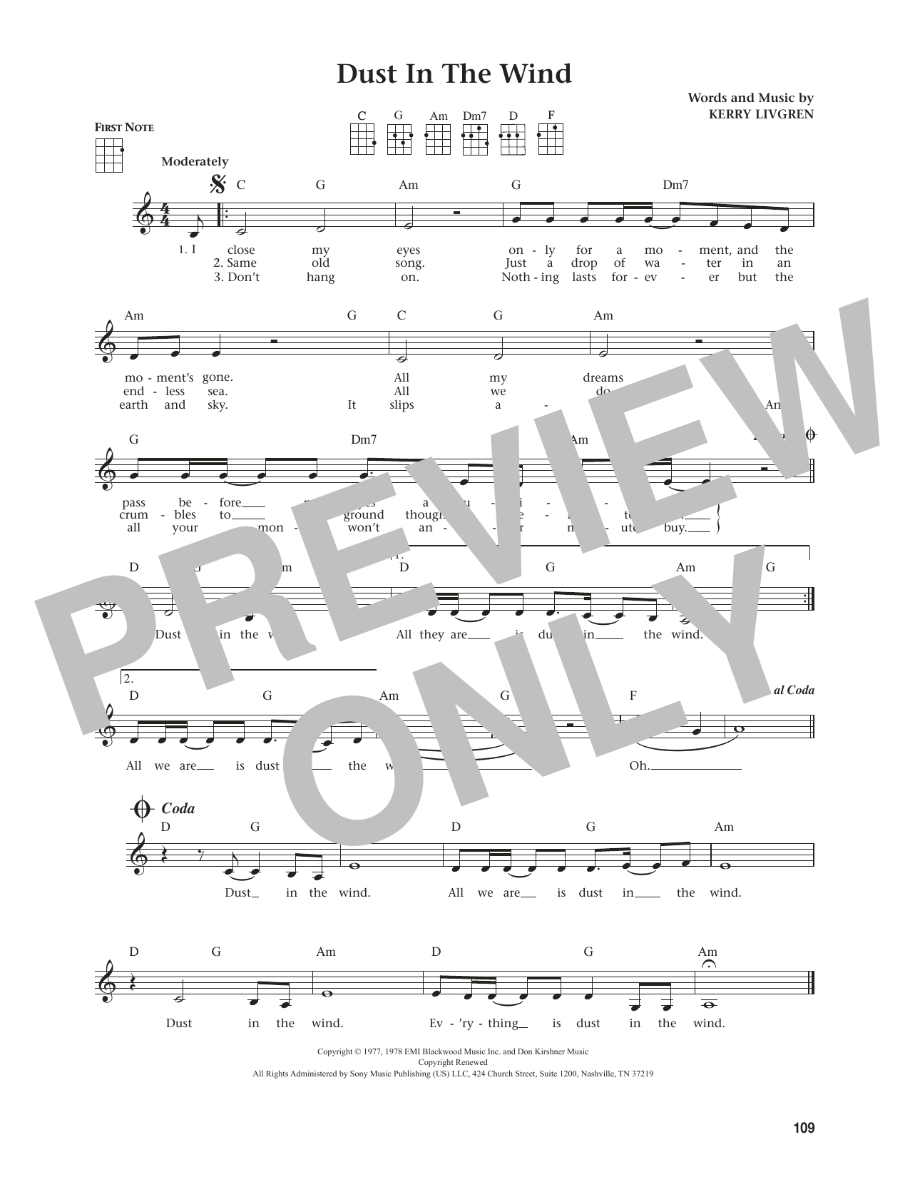 Produktgalerie: Seite 1 von 1 Dust In The Wind (from The Daily Ukulele) (arr. Jim Beloff), Kansas, Ukulele