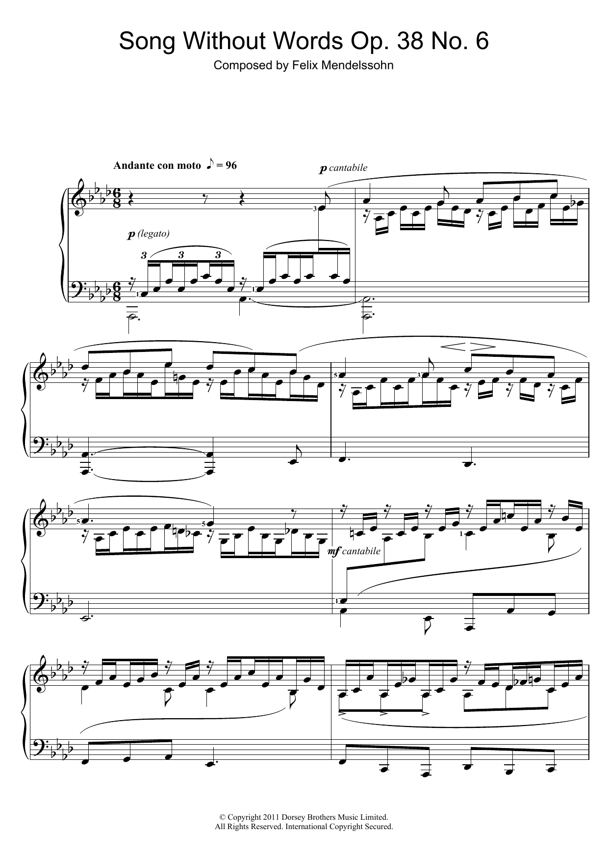 Product picture to: Song Without Words, Op. 38, No. 6 'Duetto'