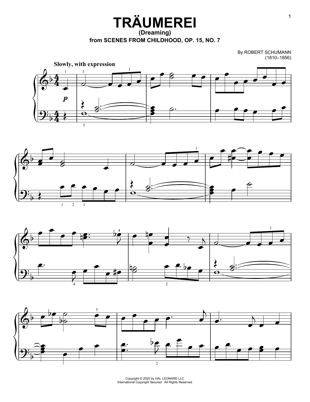 Product gallery: Page 1 of 1 Traumerei (Dreaming), Op. 15, No. 7, Robert Schumann