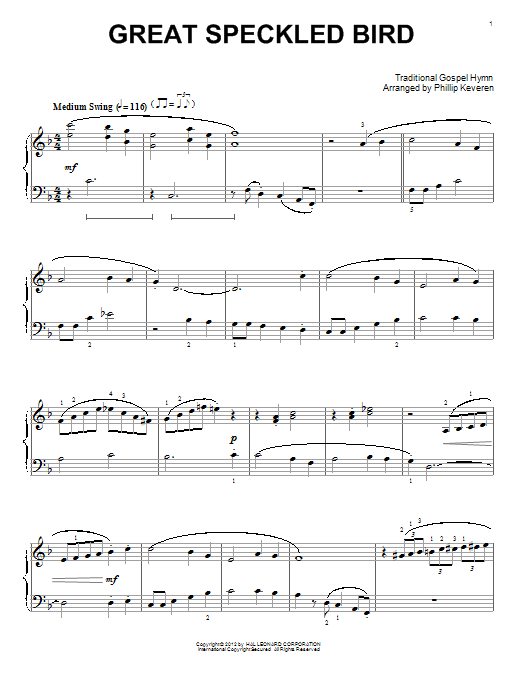 Product gallery: Page 1 of 1 Great Speckled Bird (arr. Phillip Keveren), Traditional Gospel Hymn