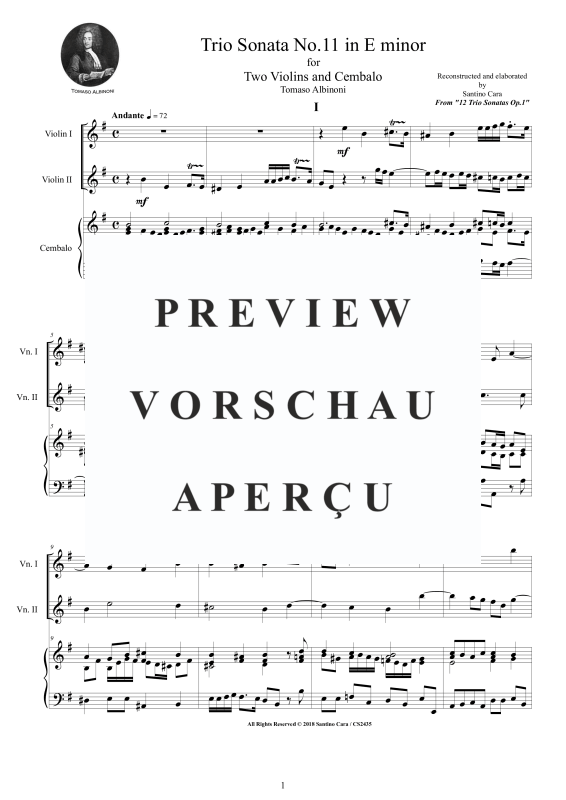 Produktgalerie: Seite 2 von 11 Trio Sonata No.11 in E-Moll Op.1, , 2 Violinen und Cembalo