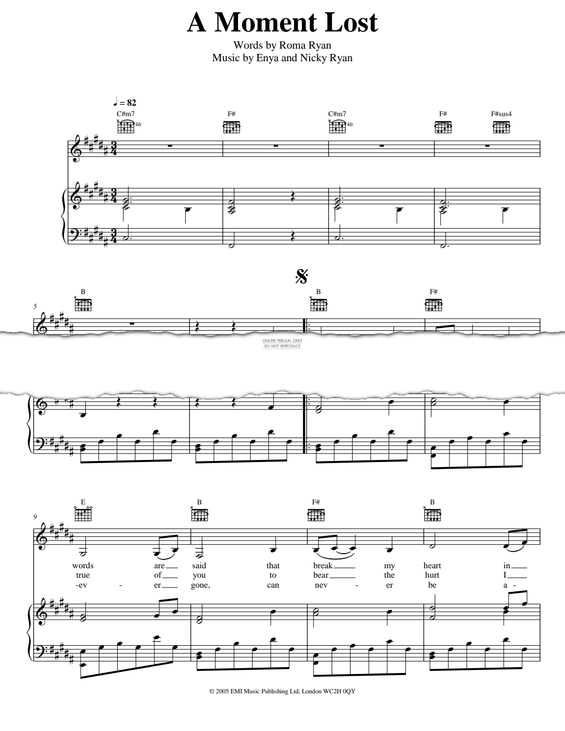 Produktgalerie: Seite 1 von 1 A Moment Lost, Enya, Gesang, Gitarre, Klavier