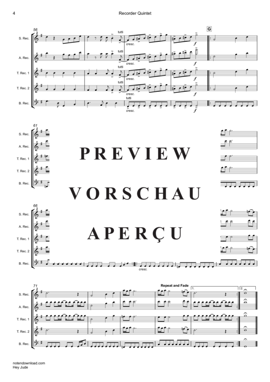 Product gallery: Page 5 of 15 Hey Jude , Beatles, The, (recorder quintet SATTB)