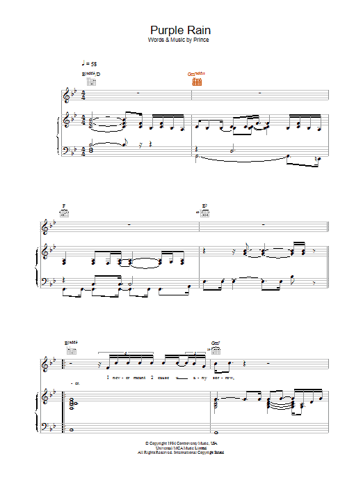 Produktgalerie: Seite 1 von 1 Purple Rain, Prince, Gesang, Gitarre, Klavier