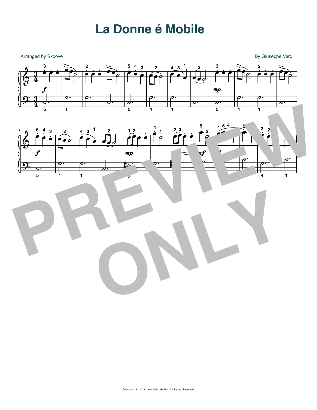 Product picture to: La Donne é Mobile (arr. Skoove)