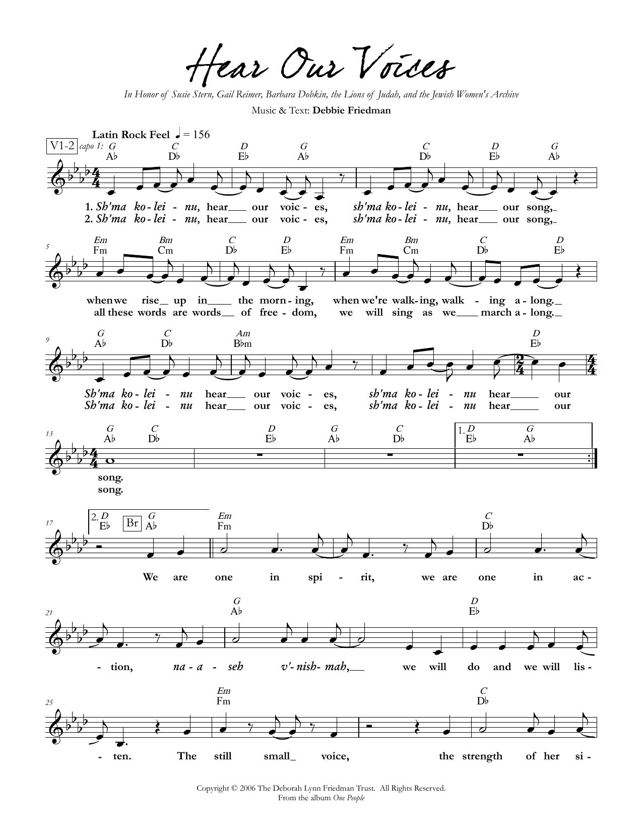 Product gallery: Page 1 of 1 Hear Our Voices, Debbie Friedman
