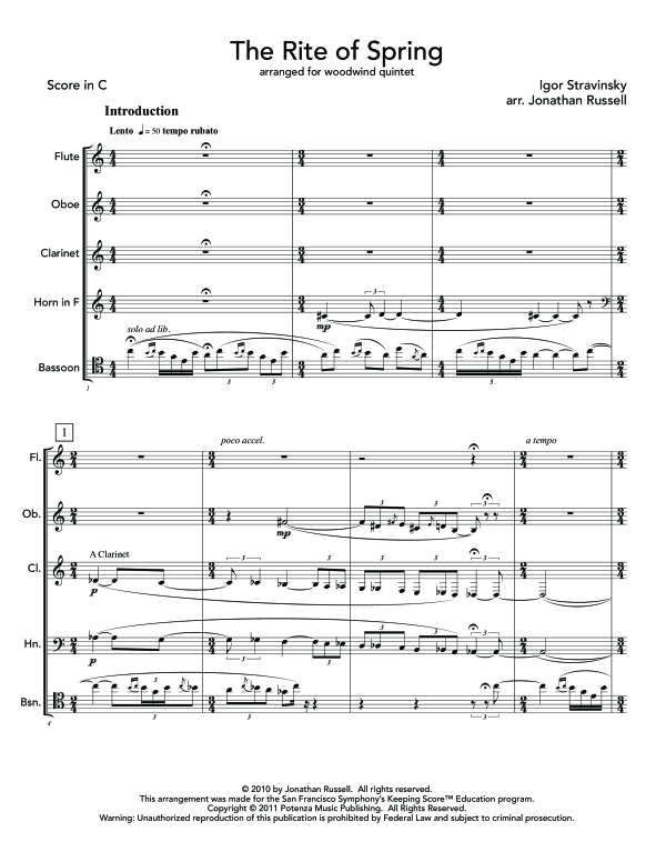 Produktgalerie: Seite 1 von 11 Rite of Spring for, The , , (Holzbläser Quintett)