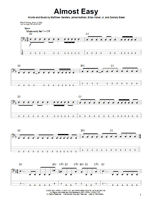 Produktgalerie: Seite 1 von 1 Almost Easy, Avenged Sevenfold, E-Bass