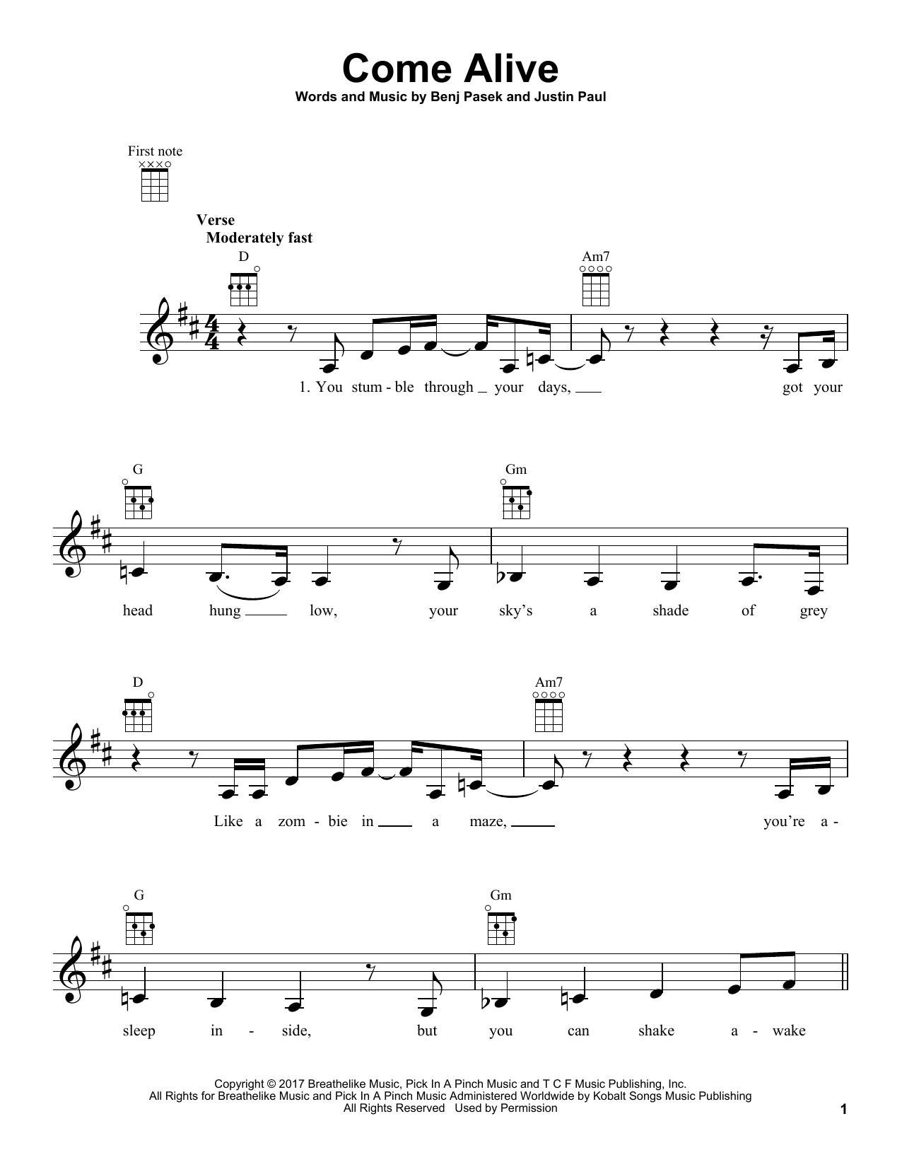 Product picture to:  Come Alive (from The Greatest Showman) - Pasek & Paul