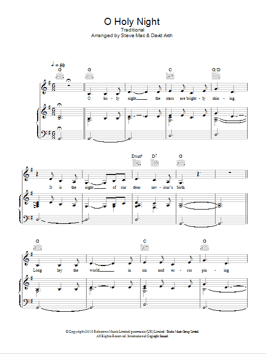 Produktgalerie: Seite 1 von 1 O Holy Night, Adolphe Adam, Gesang, Gitarre, Klavier