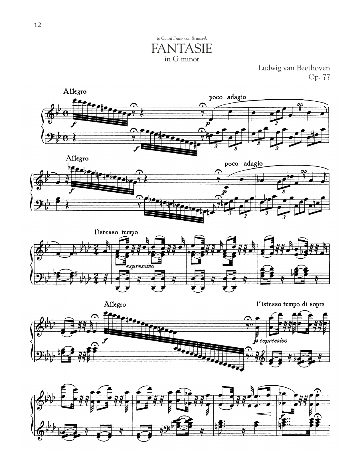 Product gallery: Page 1 of 1 Fantasie, Op. 77, Ludwig Van Beethoven