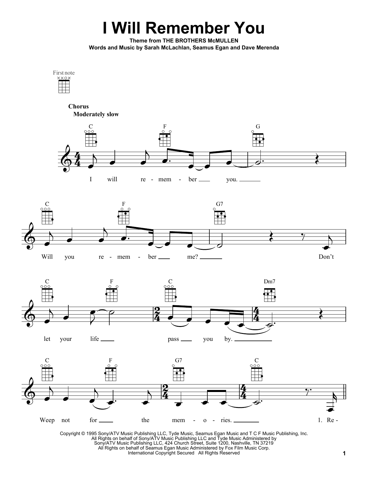 Product gallery: Page 1 of 1 I Will Remember You, Sarah McLachlan