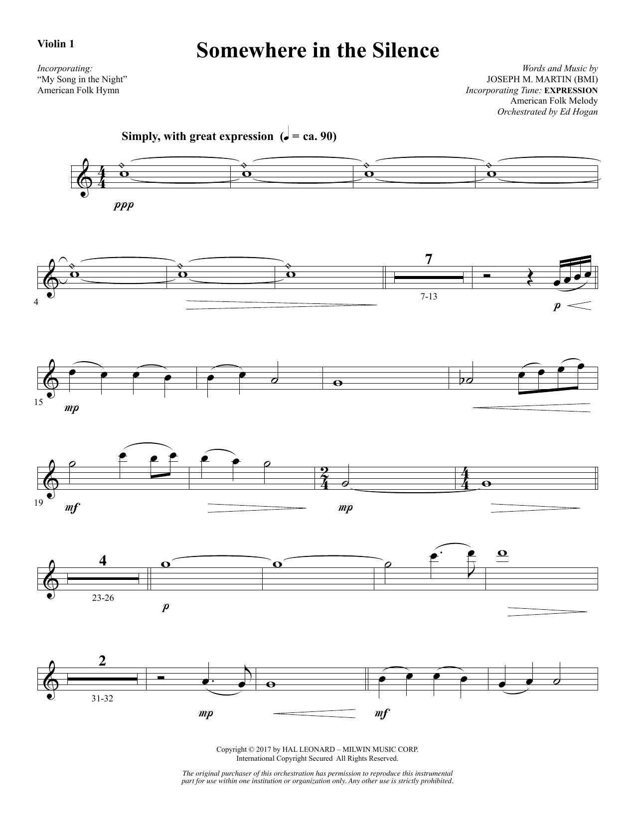 Produktbild zu: Somewhere in the Silence - Violin 1