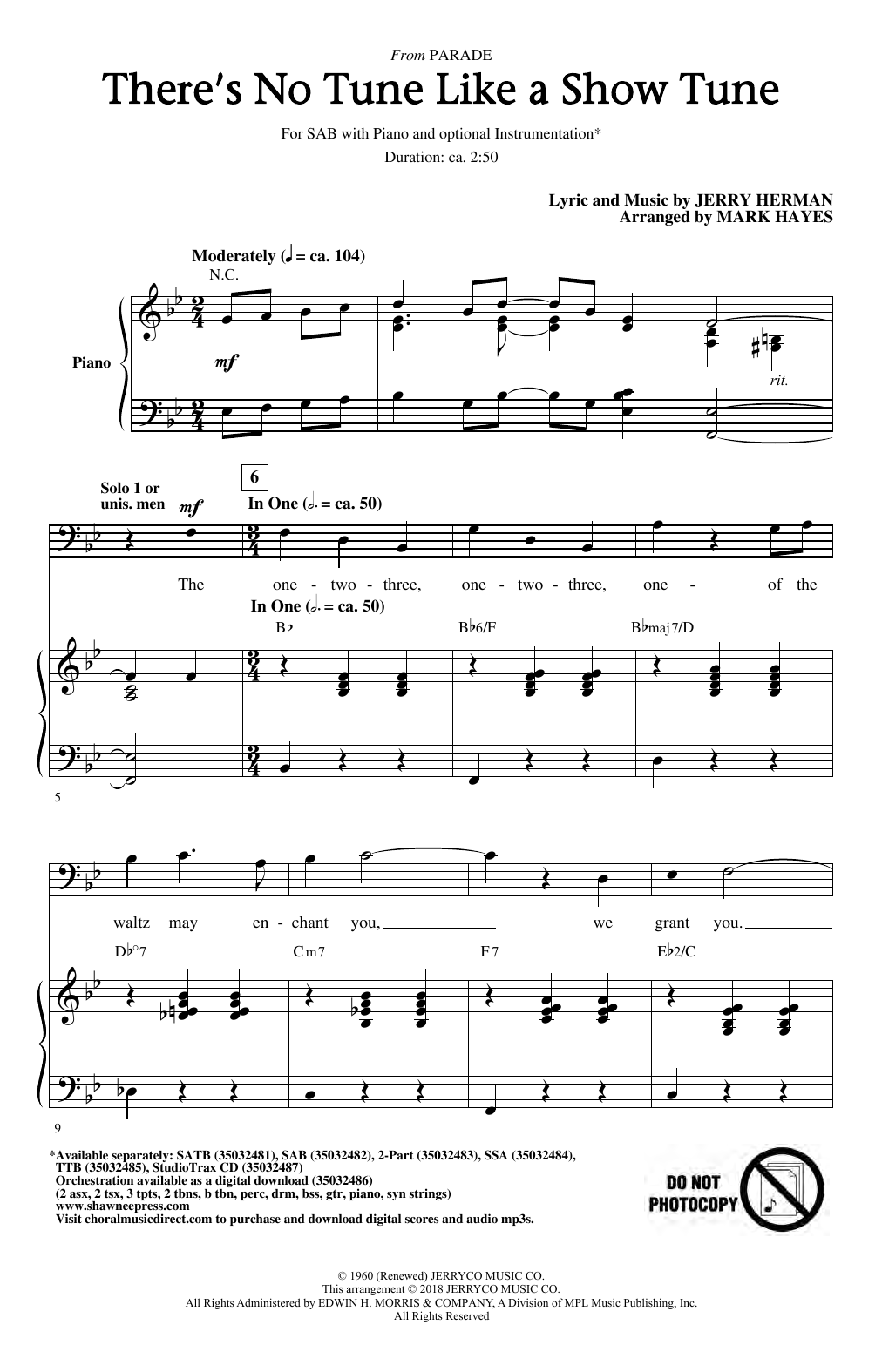 Product picture to: There's No Tune Like A Show Tune (arr. Mark Hayes)