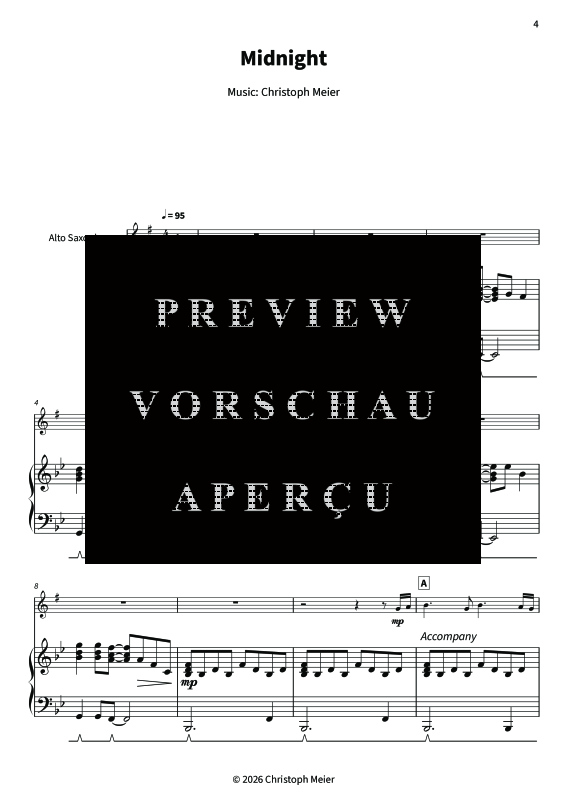 Produktgalerie: Seite 6 von 11 Midnight - Gentle Melodies for Weddings, Church, and Other Occasions, , Altsaxophon und Klavier