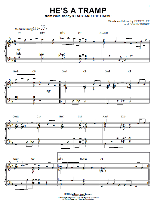 Product gallery: Page 1 of 1 He's A Tramp [Jazz version] (from Lady And The Tramp) (arr. Brent Edstrom), Peggy Lee
