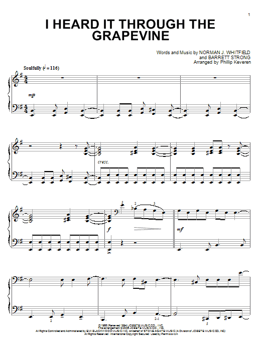 Produktgalerie: Seite 1 von 1 I Heard It Through The Grapevine (arr. Phillip Keveren), Marvin Gaye, Klavier