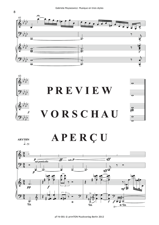 Product gallery: Page 13 of 21 Musique en trois styles pour violon, violoncelle et piano (1969) , ,  (Trio for violin, violoncello + piano)