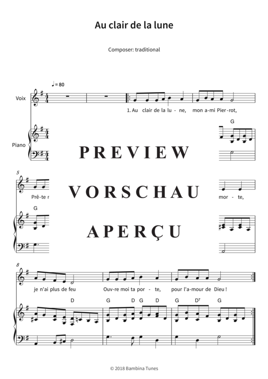 Produktbild zu: Au clair de la lunetraditional