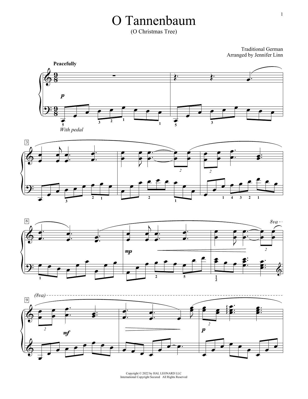 Produktgalerie: Seite 1 von 1 O Tannenbaum (arr. Jennifer Linn), Traditional German, Klavier