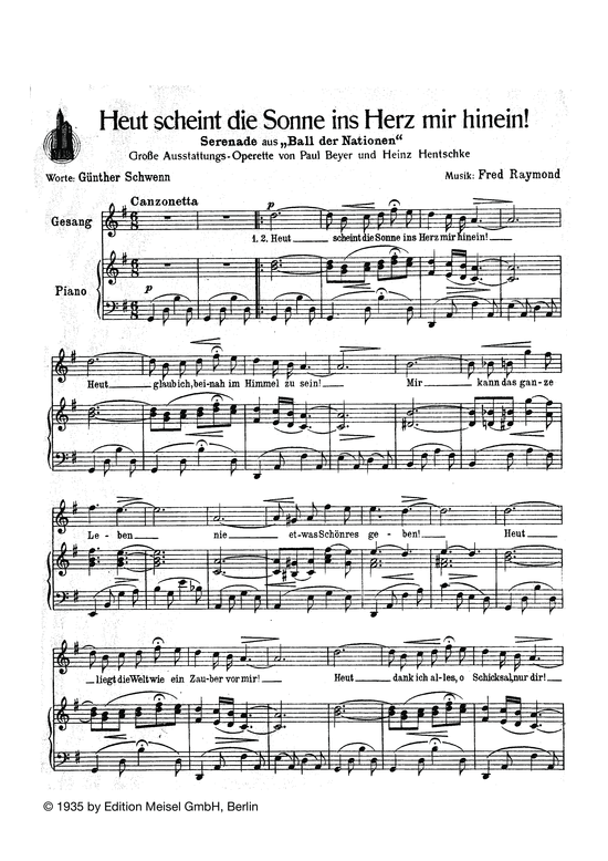 Produktbild zu: Heut scheint die Sonne ins Herz mir hinein!aus: Ball der Nationen (Operette)