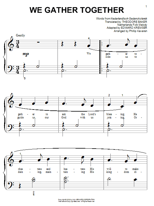 Product picture to: We Gather Together (arr. Phillip Keveren)