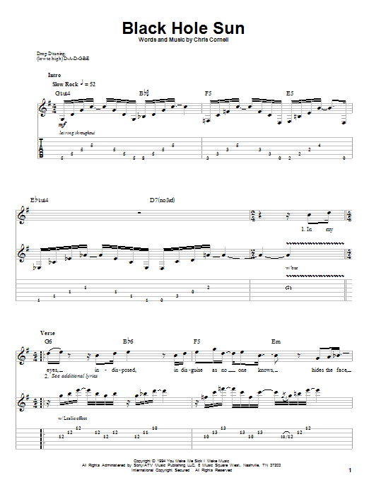 Produktgalerie: Seite 1 von 1 Black Hole Sun, Soundgarden, Gitarre