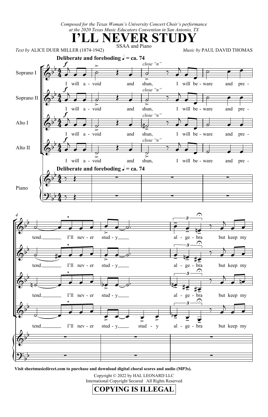 Produktgalerie: Seite 1 von 1 I'll Never Study, Paul David Thomas, Chor