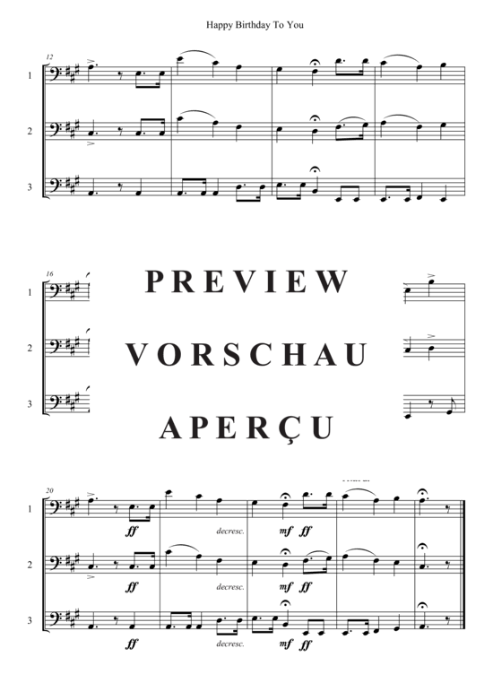 Produktgalerie: Seite 3 von 3 Happy Birthday To You , , (Cello Trio)