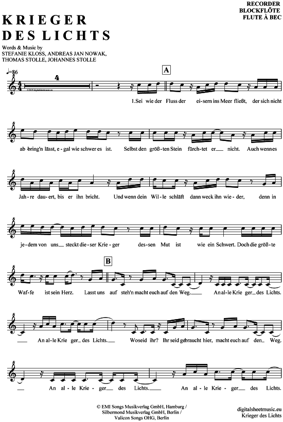 Product gallery: Page 1 of 4 Krieger des Lichts , Silbermond, (recorder)