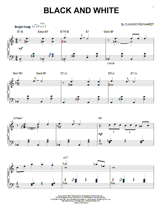Product gallery: Page 1 of 1 Black And White (arr. Brent Edstrom), Django Reinhardt