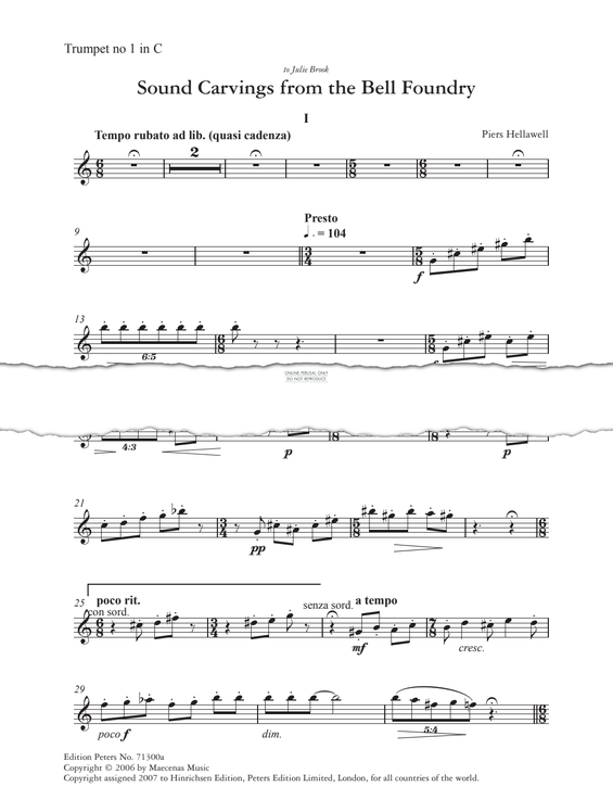 Produktgalerie: Seite 1 von 1 Sound Carvings From The Bell Foundry, Piers Hellawell, Quintett